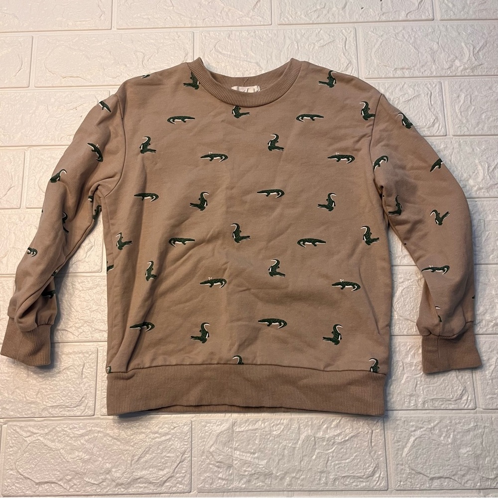 NWOT Miles the Label Beige long sleeve with Green Alligator Pattern size 3Y